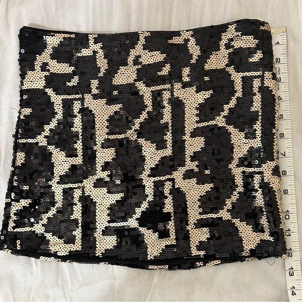 Sans Souci Black and Tan Sequin Mini Skirt